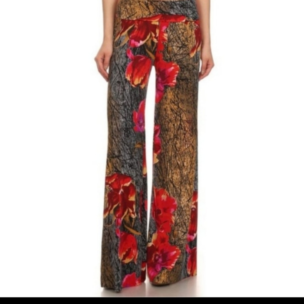 Palazzo Distressed Floral Pants
